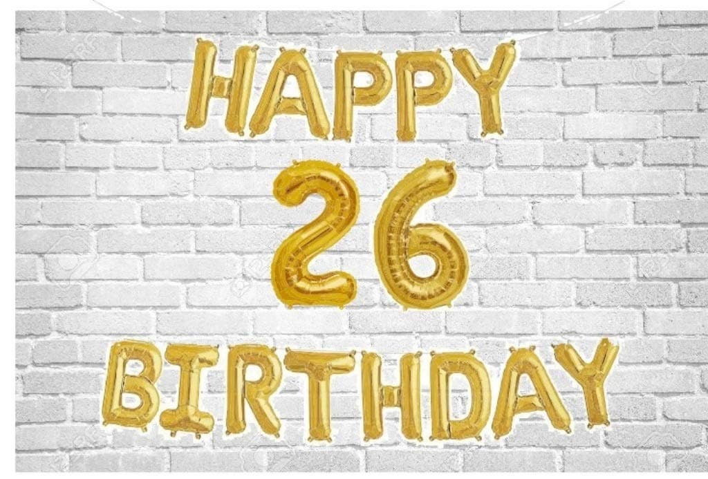 Balloonistics Happy Birthday Letter Golden Foil Balloons and Number Golden Foil Balloon for Party Decoration (Number 26) thumbnail 1
