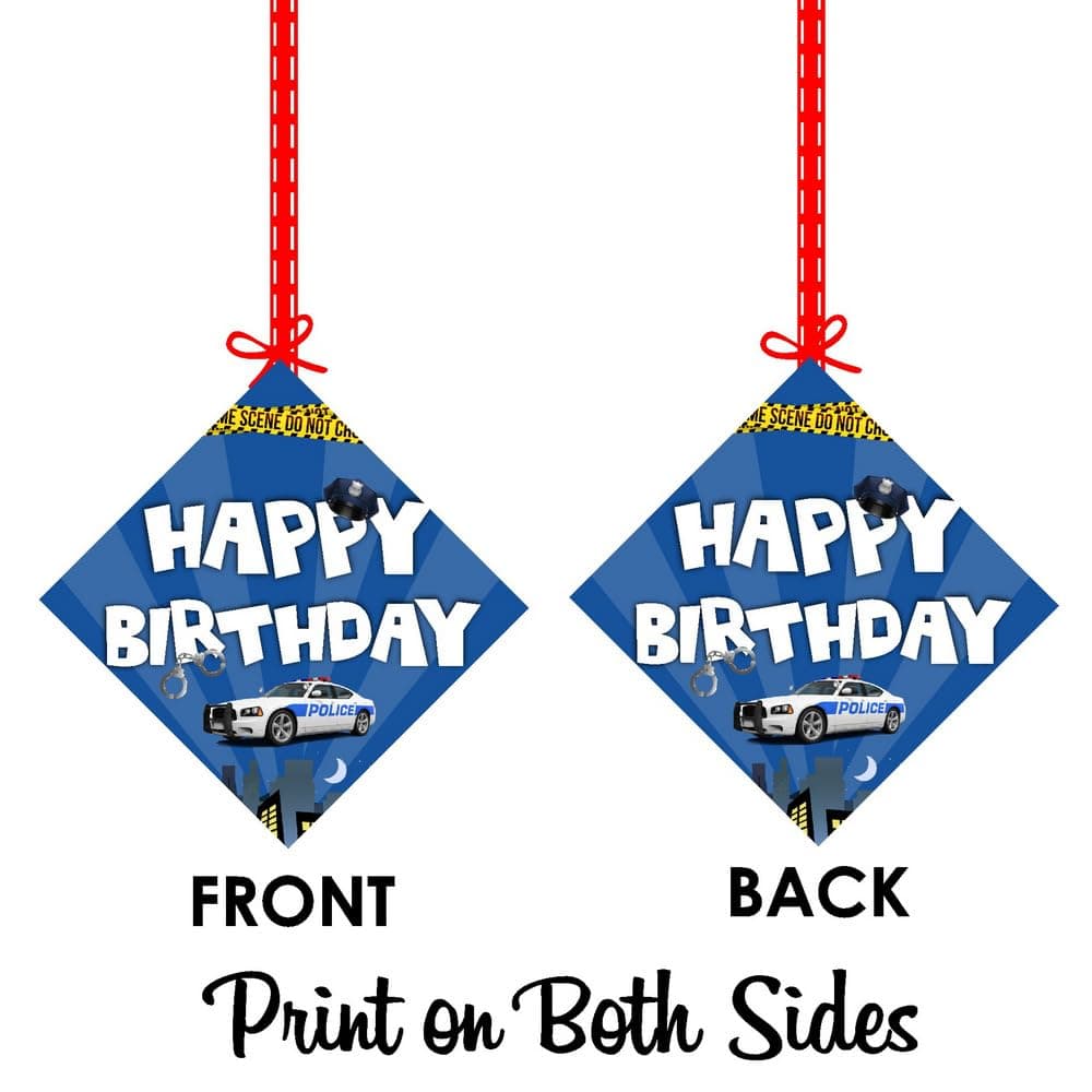 Balloonistics Police Happy Birthday Hanging Swirls - Pack of 12 Double-Sided Cardstock Streamers - Police Officer Birthday Decorations, Cop Car & Badge Ceiling Decor, Law Enforcement Party Hangers with Ribbons(Hangings - Pack of 12) thumbnail 8