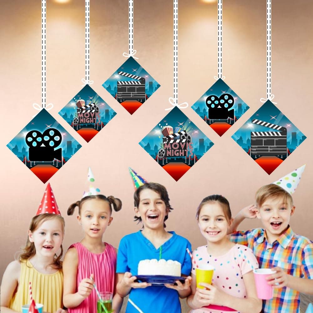 Balloonistics Hollywood Theme Happy Birthday Hanging Decorations - Pack of 12 Double-Sided Cardstock Swirls - Red Carpet VIP, Awards Night & Cinema Party Supplies, Movie Star Photo Booth Backdrop (Hangings - Pack of 12) thumbnail 4