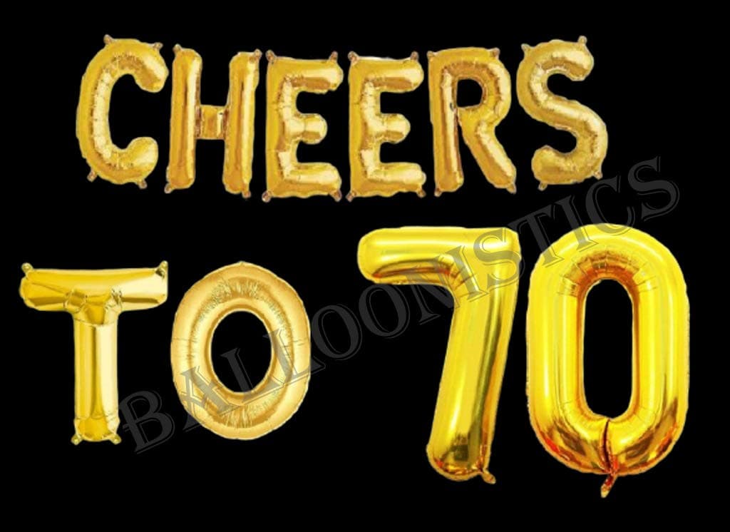 Balloonistics Cheers to Seventy Foil Balloon Combo Number 70 Foil balloon for Birthday and Anniversary thumbnail 2