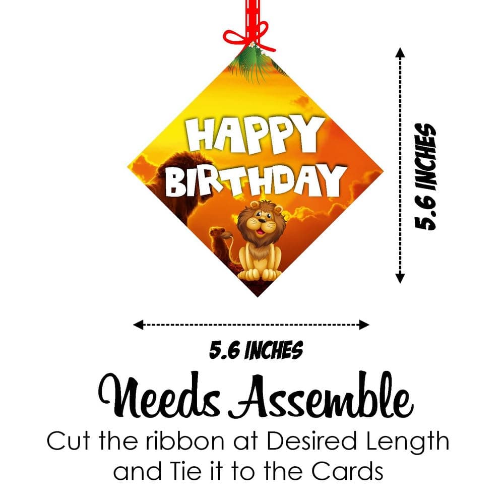 Balloonistics Lion Theme Party Hangings - Pack of 12 Roaring Jungle Safari Ceiling Decorations - Premium Cardstock Lion Cutouts with Hanging Strings, Wild One & Zoo Birthday Decor for Boys & Girls (Hangings - Pack of 12) thumbnail 7