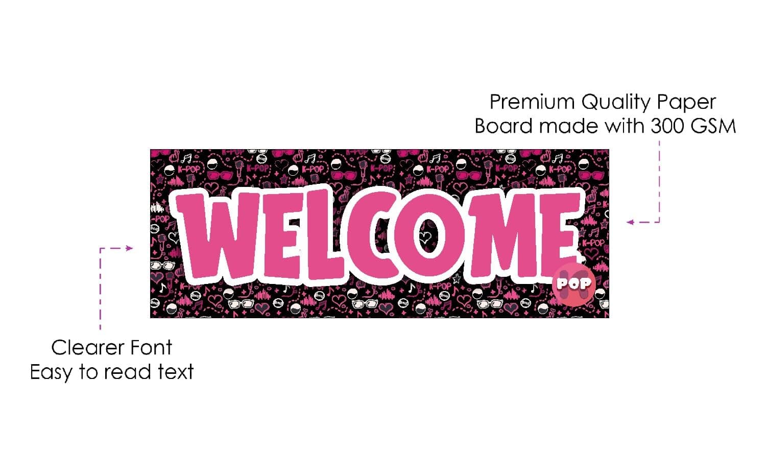 Balloonistics K-Pop Theme Birthday Welcome Board - 2.3 Feet Large Music Video Inspired Cardstock Hanging Sign - Outdoor & Indoor Entryway Decor with Ribbons for Teens, Fans & Idol-Style Parties (Welcome Outdoor Board) thumbnail 6