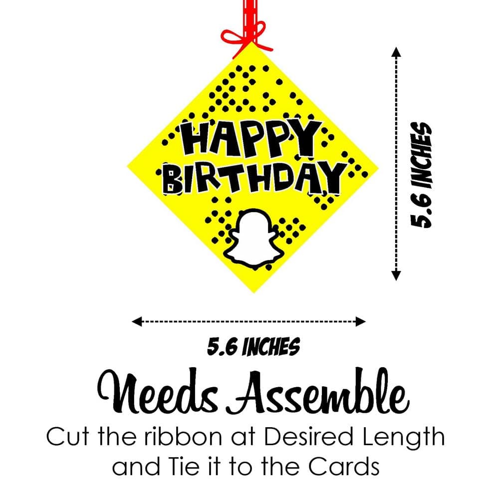 Balloonistics Snapchat Style Hanging Decorations - Pack of 12 Double-Sided Cardstock Social Media Ornaments with Ribbons - Yellow & White "Snap Theme" Party Decor for Teens & Adults thumbnail 7