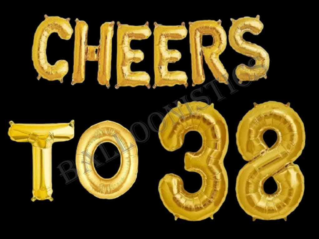 Balloonistics Cheers to Thirty Eight Foil Balloon Combo – “Cheers to 38” & Number 38 Foil Balloon Set for 38th Birthday & Anniversary Party Decorations thumbnail 2