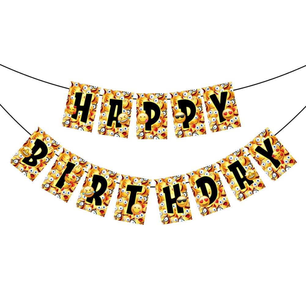 Balloonistics Smiley Face Happy Birthday Banner – Vibrant Yellow Retro Aesthetic Bunting – Premium Cardstock "Happy Vibes" Party Decorations for Kids & Adult Birthdays thumbnail 2