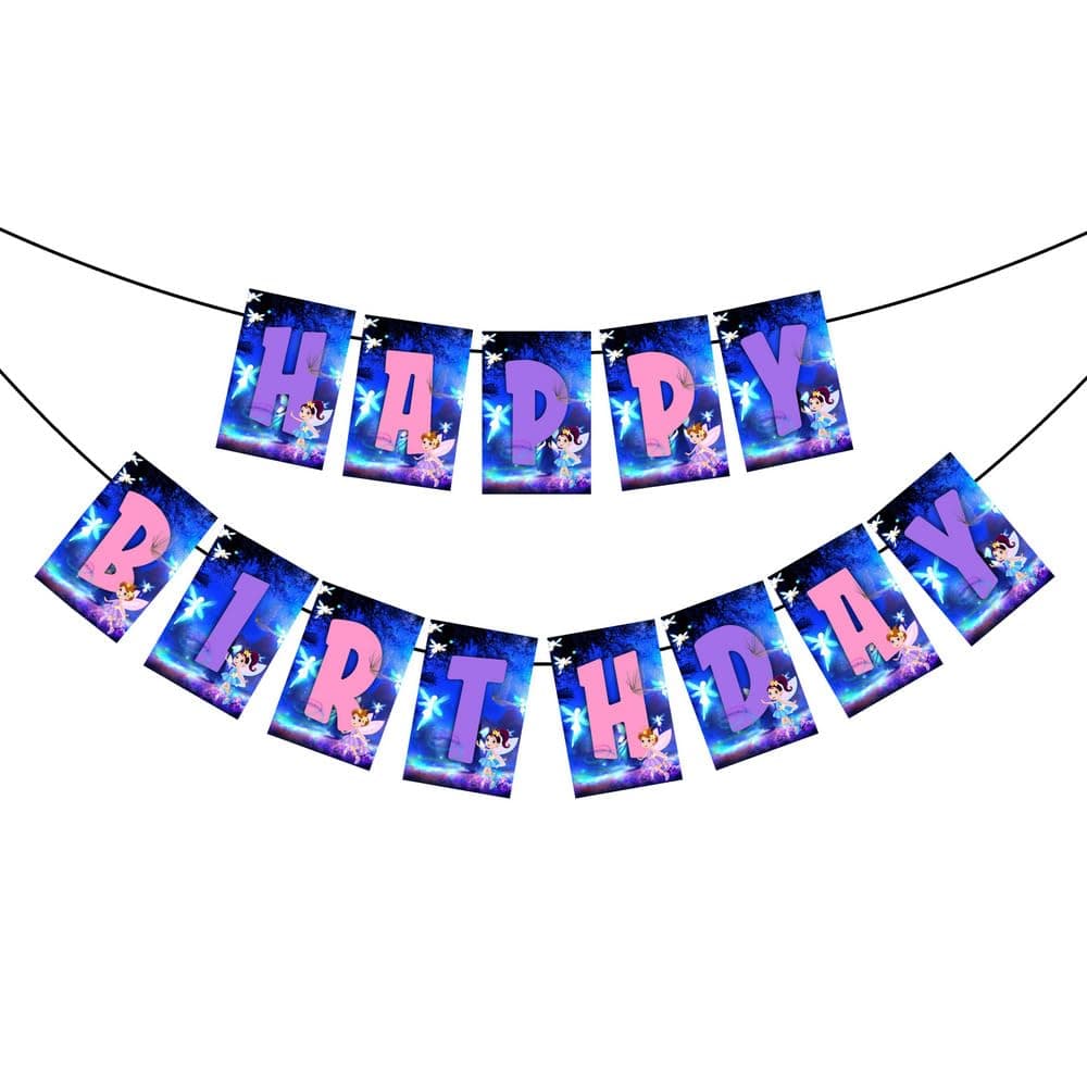 Balloonistics Fairy Theme Happy Birthday Banner - "Enchanted Forest" Floral Bunting - Premium Cardstock Magical Pixie & Garden Bloom Decoration with Ribbons, Whimsical Tea Party & Birthday Backdrop (Happy Birthday Banner) thumbnail 2