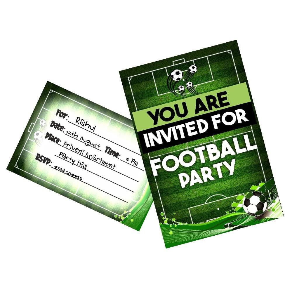 Balloonistics Football Theme Birthday Invitation Cards with Envelopes - Double-Sided Premium Cardstock Soccer Invites for Boys & Sports Fans - 5x7 Inch Game Day Fill-in Invitations for Kids & Teens (Invite Cards - Pack of 10) thumbnail 1
