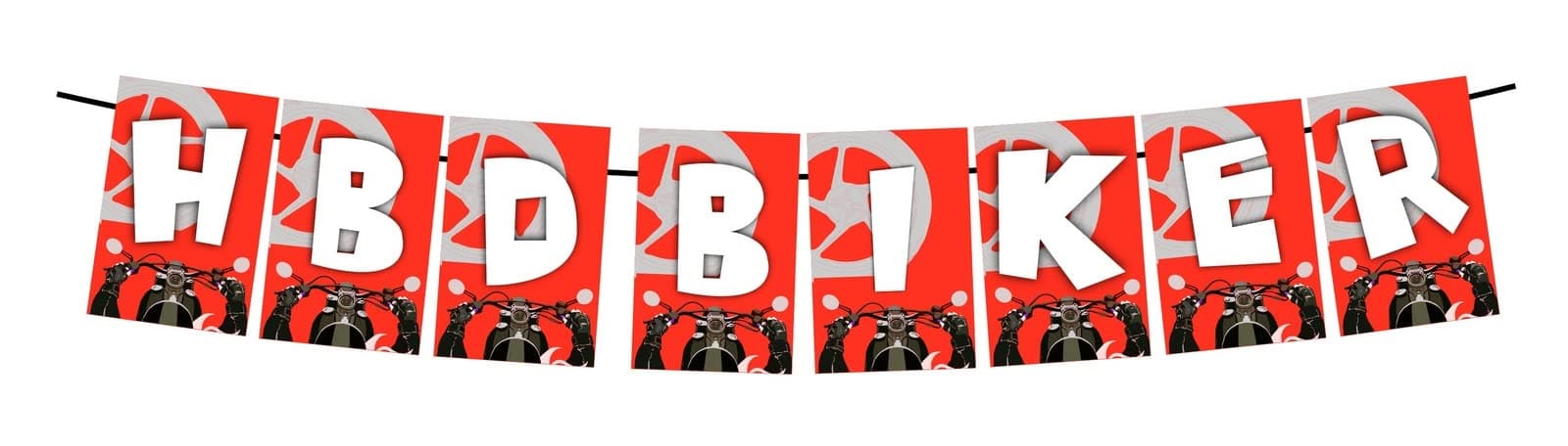 Balloonistics Biker Theme Happy Birthday Banner - Motorcycle & Racing Cardstock Bunting for Boys & Mens Birthday Decorations - Dirt Bike, Harley & Chopper Theme Party Supplies, Backdrop Decor thumbnail 1
