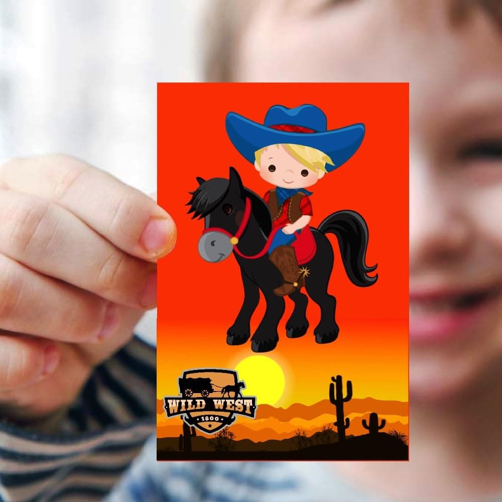 Balloonistics Cowboy Theme Happy Birthday Invitations - Pack of 10 Wild West Party Invites with Envelopes - Premium Cardstock Double-Sided "Wanted" Poster Style Stationery, Rustic Sheriff Badge & Boot Birthday Invites (Invite Cards - Pack of 10) thumbnail 2