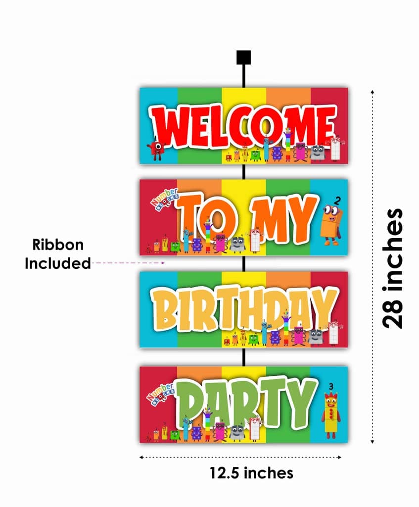 Balloonistics Number Blocks Theme Birthday Welcome Board - 2.3 Feet Large Cardstock Entrance Sign for Outdoor & Indoor - Math-Powered Learning & "Step Squad" Educational Party Decor (Welcome Outdoor Board) thumbnail 2