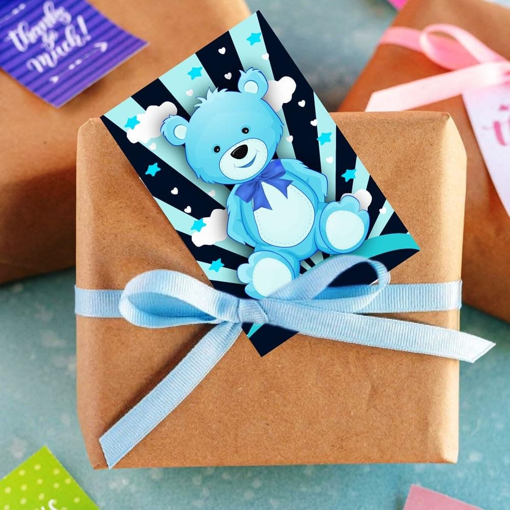 Balloonistics Blue Teddy Bear Birthday Invitation Cards - Pack of 10 Premium Cardstock Invites with Envelopes - Double Sided Printing, Cute Cuddly Bear Theme for Boys’ Birthday Parties and Kids' Celebrations (Invite Cards - Pack of 10) thumbnail 3