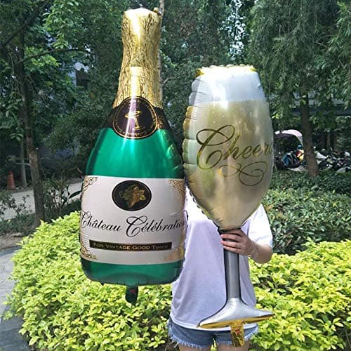 Balloonistics Champagne Bottle & Wine Glass Foil Balloon Set – 36 Inch Balloons for New Year & Anniversary Celebrations thumbnail 3