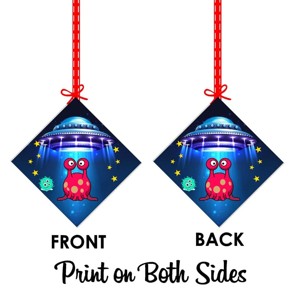Balloonistics Alien Theme Birthday Hanging Decorations - Pack of 12 Double-Sided Cardstock Swirls & Cutouts - Out of This World Galaxy & Outer Space Party Decor, UFO & Martian Ceiling Hangings (Hangings - Pack of 12) thumbnail 8