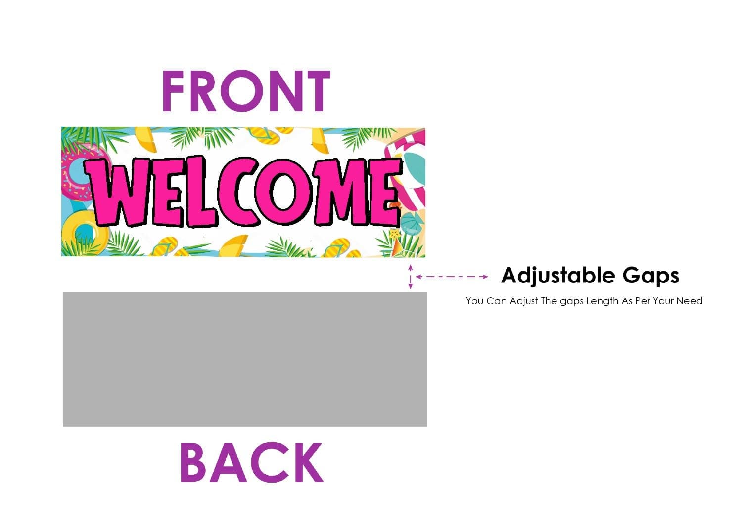 Balloonistics Beach Birthday Welcome Board - 2.3 Feet Premium Cardstock Summer Theme Party Banner - Tropical Pool Party & Luau Decorations for Indoor & Outdoor Use, Includes Hanging Ribbons - Sun, Sand & Surf Design (Welcome Outdoor Board) thumbnail 5