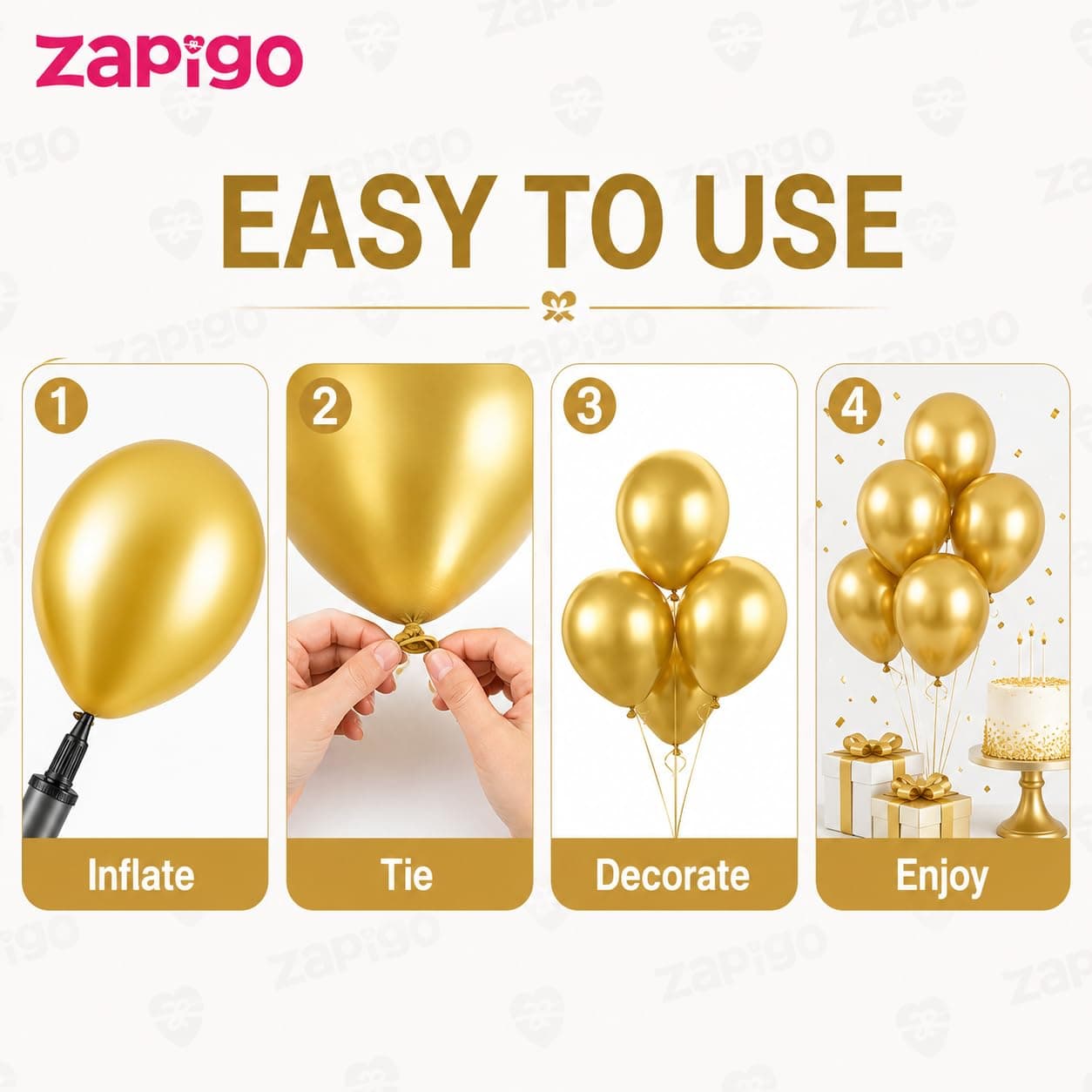 Balloonistics 10 Inch HD Metallic Shiny Balloons for Birthday Decoration, Decoration for Weddings, Engagement, Baby Shower, 1st Birthday, Anniversary, Birthday Party (Pack Of 50) (Gold) thumbnail 8