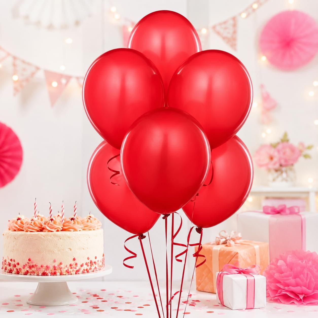 Balloonistics 25-Pack Metallic Pearl Finish Red Latex Balloons – Shiny Bold Red Balloons for Birthday, Valentine’s Day, Christmas & Vibrant Party Decoration thumbnail 1