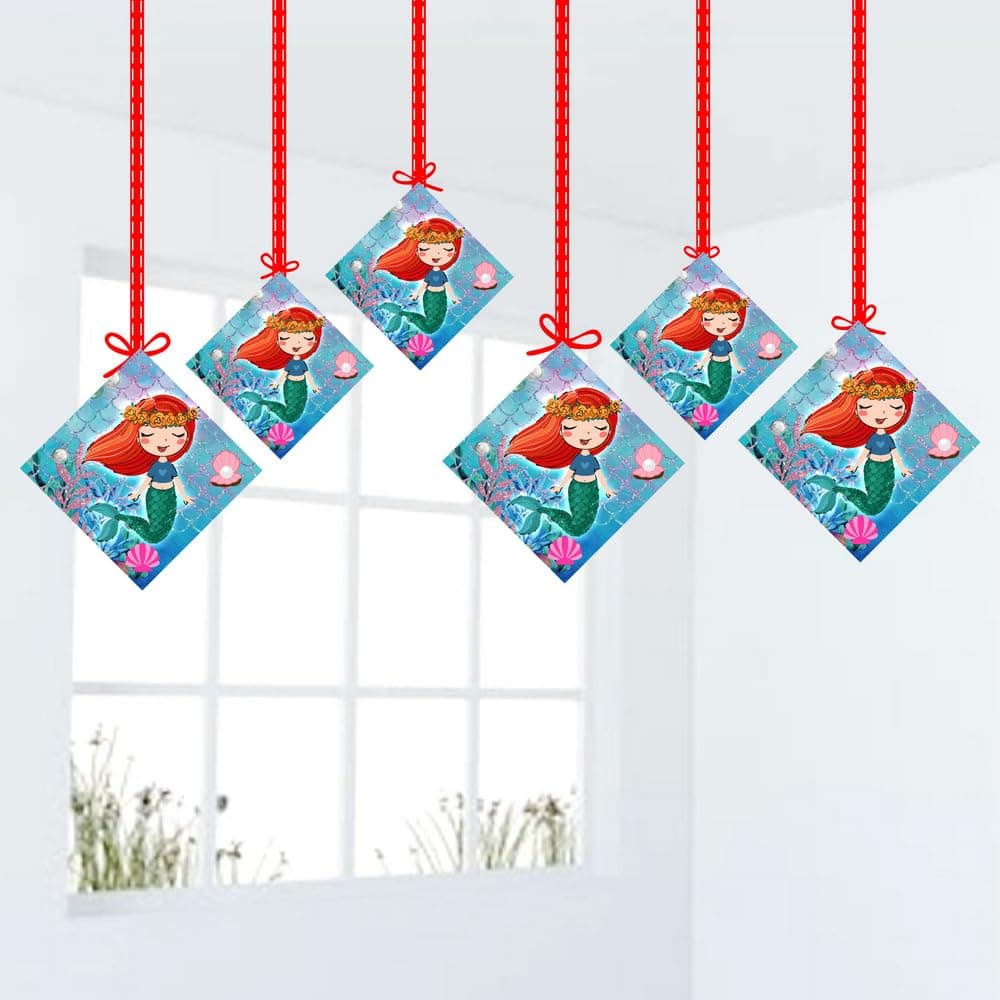 Balloonistics Mermaid Party Decorations Hanging Decor Double-Sided Cardstock Room Decor with Ribbons Under the Sea Birthday Supplies (Hangings - Pack of 12) thumbnail 1