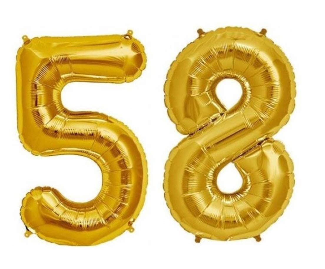 Balloonistics Gold Number 58 Foil Balloon – Large Metallic Gold Number Fifty Eight Balloon for 58th Birthday, Anniversary & Party Decorations (Gold, Number 58) thumbnail 1