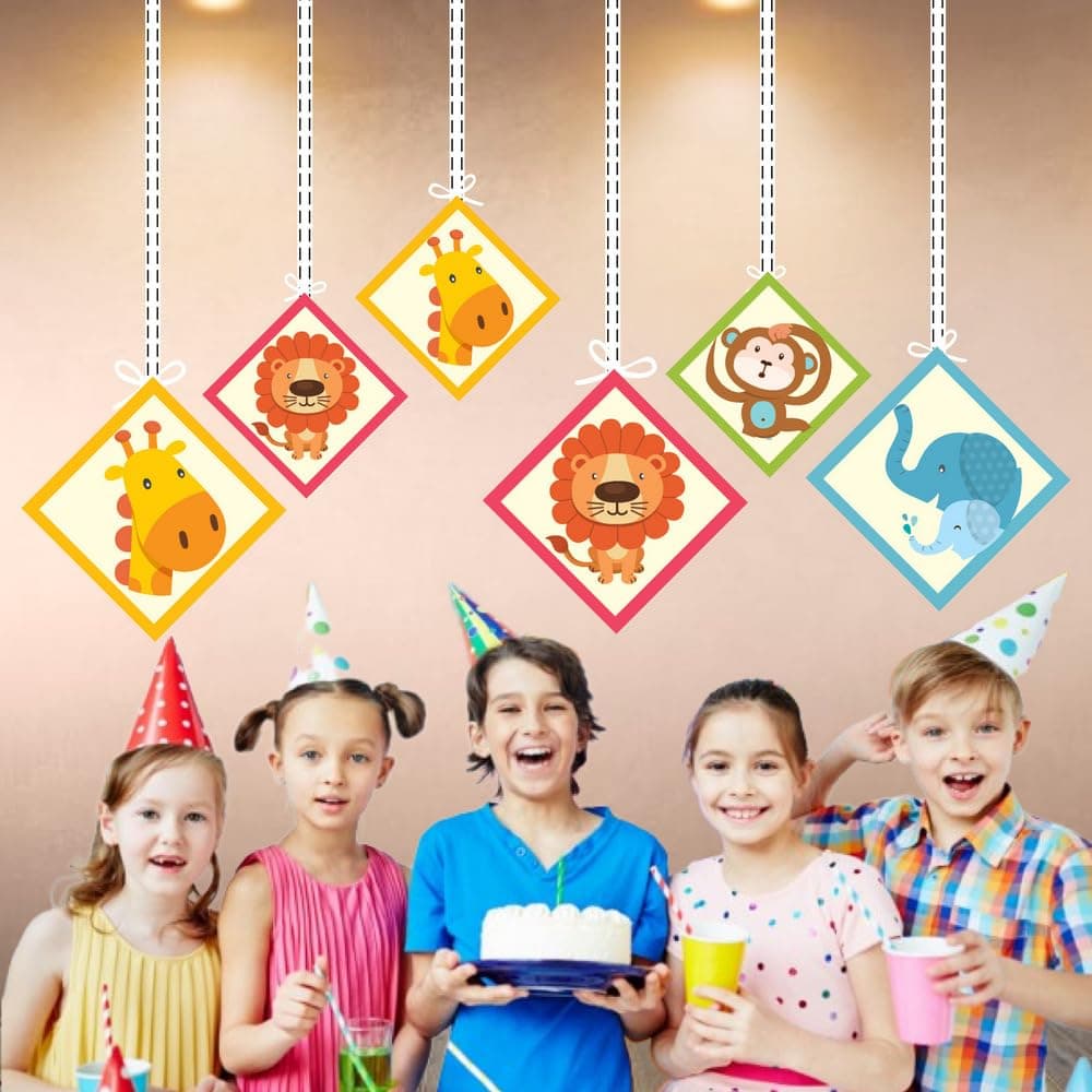 Balloonistics Jungle Animals Hanging Decorations Double-Sided Cardstock Party Ceiling Decor Birthday Backdrop, Zoo Animal Decor for Boys & Girls (Hangings - Pack of 12) thumbnail 4