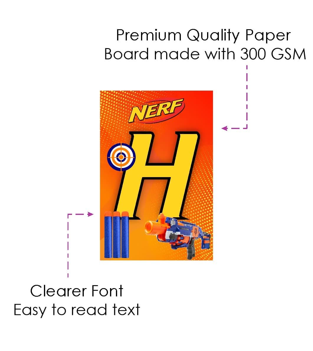 Dart Blaster Theme Happy Birthday Banner - "Battle Zone" Tactical Cardstock Bunting - Blue & Orange Dart War Party Decorations, Action-Packed Birthday Backdrop (Happy Birthday Banner) thumbnail 5