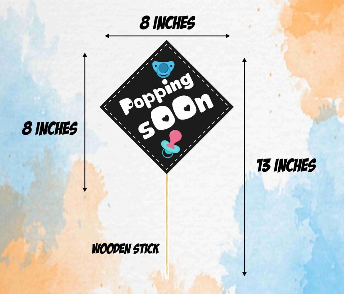 Balloonistics Baby Shower Photo Booth Props - Pre-Assembled Cardstock Props on Sticks - Boho & Floral Themes - Fun "Mom-to-Be," and Baby Icon Photo Accessories for Boys & Girls ( Pack of 10) thumbnail 2