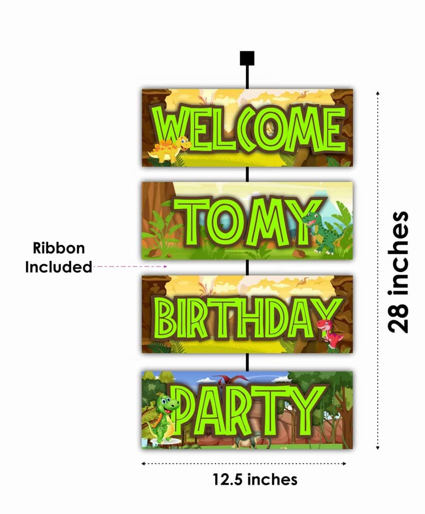 Balloonistics Dinosaur Theme Welcome Board 2.3 Feet Large Premium Cardstock Dino Theme Party Entrance Sign for Outdoor & Indoor Decor Welcome Banner with Ribbon (Welcome Outdoor Board) thumbnail 2