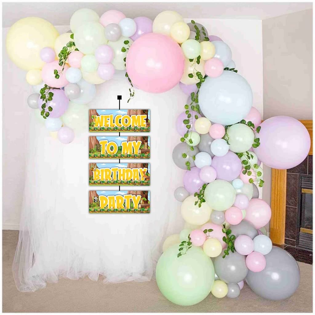 Balloonistics Zoo Theme Welcome Board - Large 2.3 Feet Cardstock Entrance Sign for Indoor & Outdoor Use - Safari Birthday Party Decorations featuring Lion, Giraffe, & Zebra (Welcome Outdoor Board) thumbnail 4
