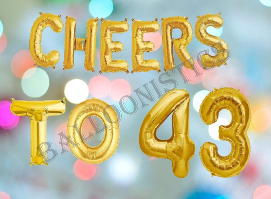 Balloonistics Cheers to Forty Three Foil Balloon Combo – “Cheers to 43” & Number 43 Foil Balloon Set for 43rd Birthday & Anniversary Party Decorations thumbnail 3