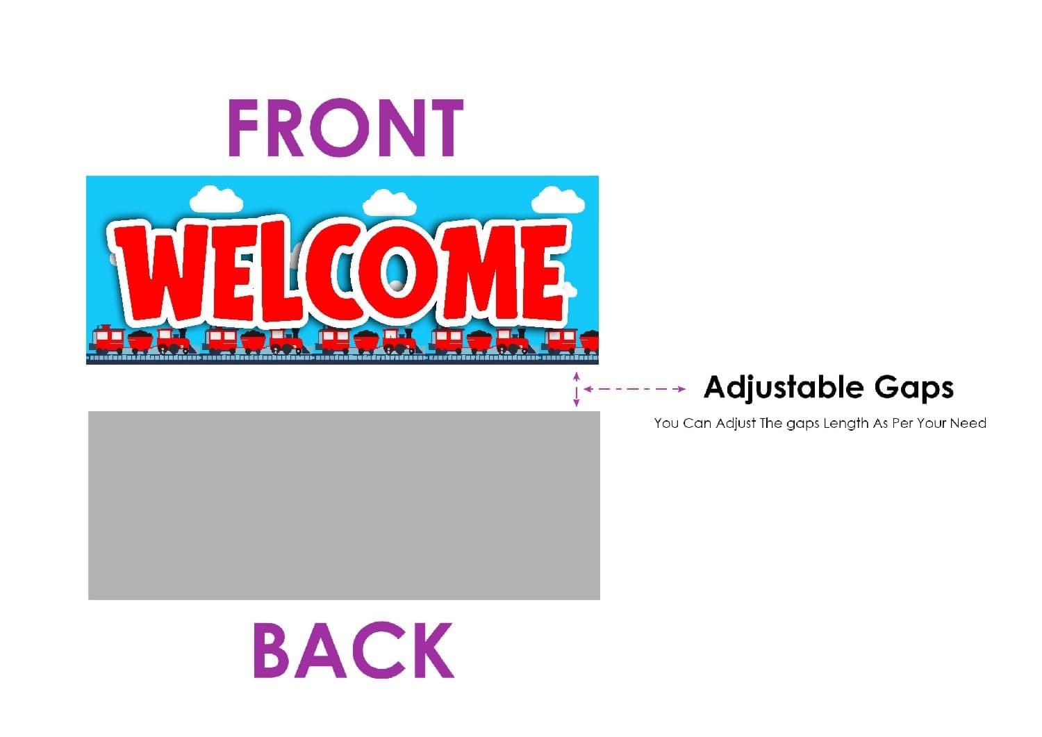Balloonistics Train Birthday Theme Welcome Board 2.3 Feet Steam Engine Rail Decoration for Indoor and Outdoor Durable Cardstock Party Sign with Ribbon (Welcome Outdoor Board) thumbnail 5