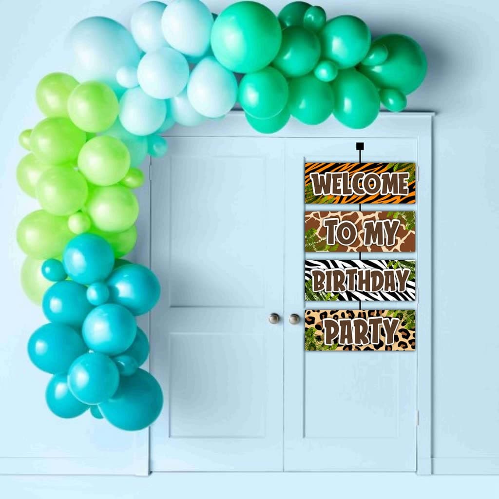 Balloonistics African Safari Welcome Board 2.3 Ft Hanging Jungle Theme Birthday Sign Outdoor & Indoor Cardstock Welcome Poster (Welcome Outdoor Board) thumbnail 3