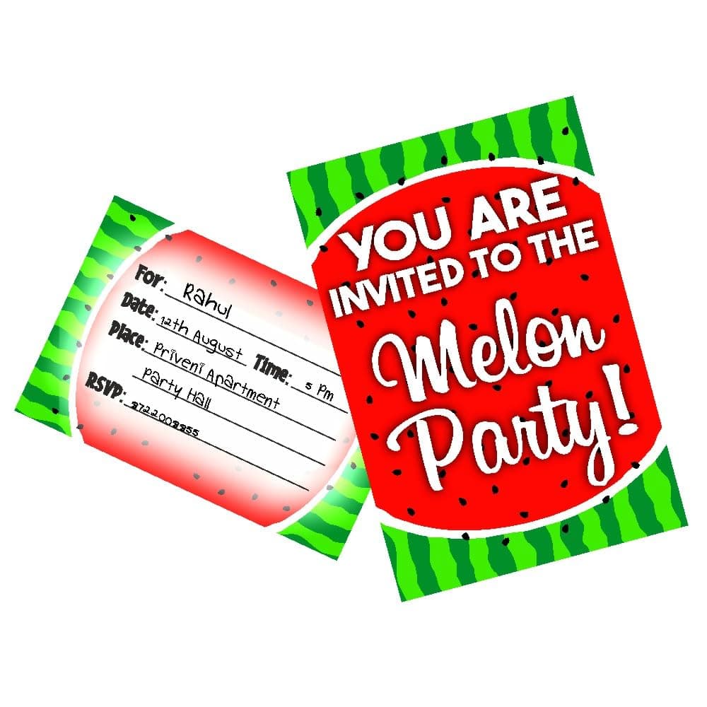 Balloonistics Watermelon Theme Birthday Invitation Cards – Pack of 10 Double-Sided Premium Cardstock Invites with Envelopes – "One in a Melon" Party Supplies for Girls & Boys Summer Birthdays thumbnail 1