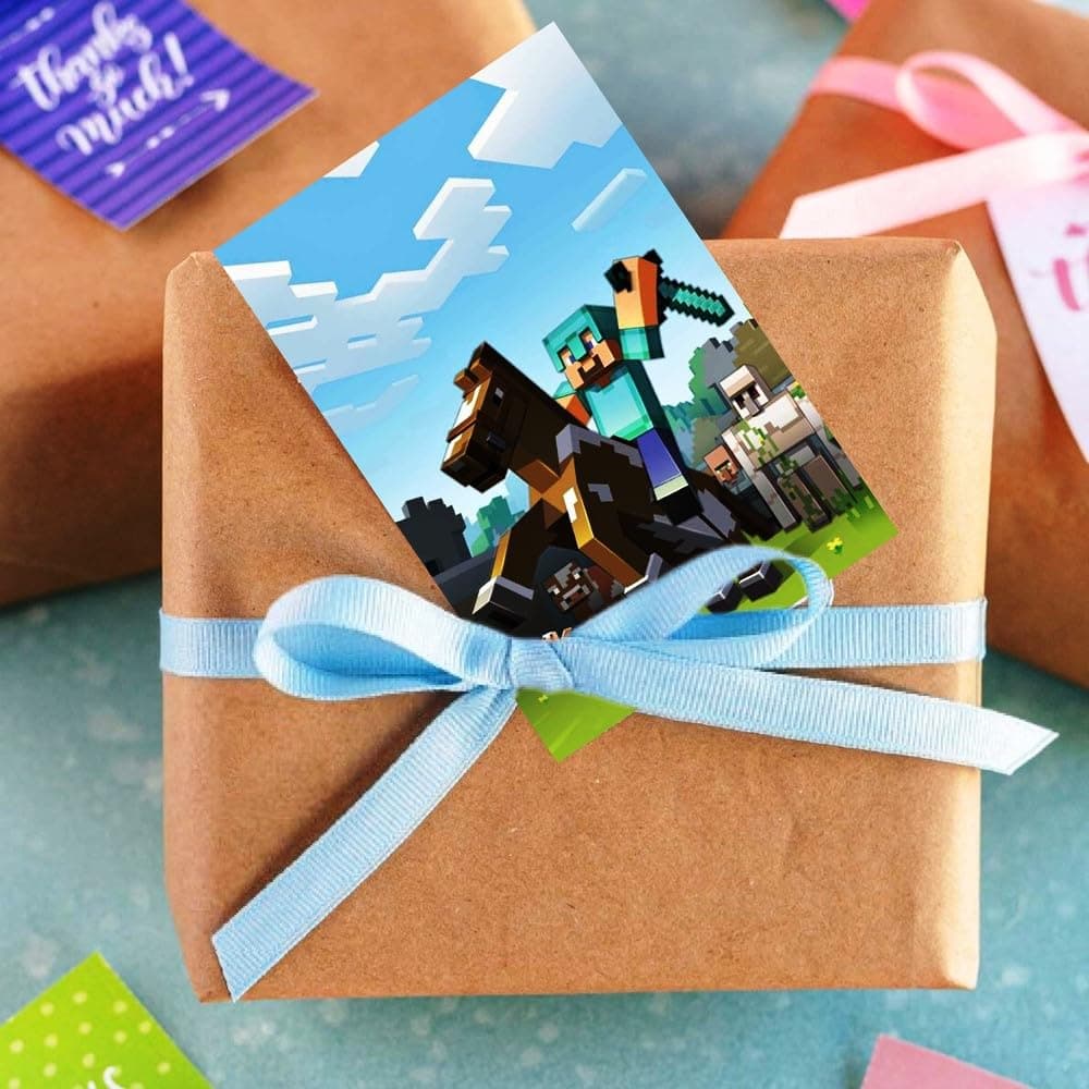 Balloonistics Mines & Craft Theme Birthday Invitation Cards Double-Sided Cardstock Invites for Party Supplies Pixel Style Celebrations (Invite Cards - Pack of 10) thumbnail 3