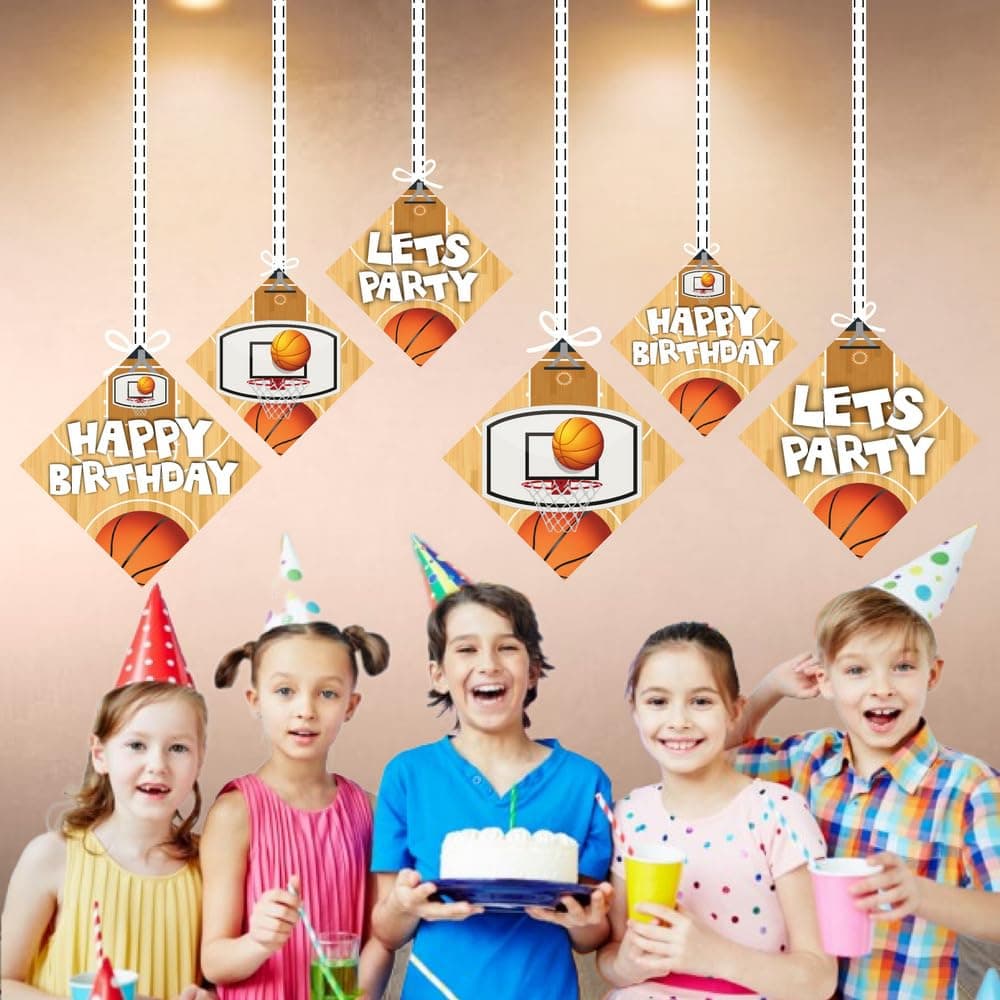 Balloonistics Basketball Theme Birthday Party Hanging Decorations Double-Sided Cardstock Ceiling Swirls Decor with Ribbons Party Supplies for Kids (Hangings - Pack of 12) thumbnail 4