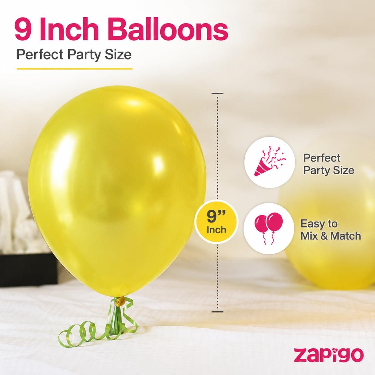 Balloonistics 10 Inch HD Metallic Shiny Balloons for Birthday Decoration, Decoration for Weddings, Engagement, Baby Shower, 1st Birthday, Anniversary, Birthday Party (Pack Of 50) (Yellow) thumbnail 3