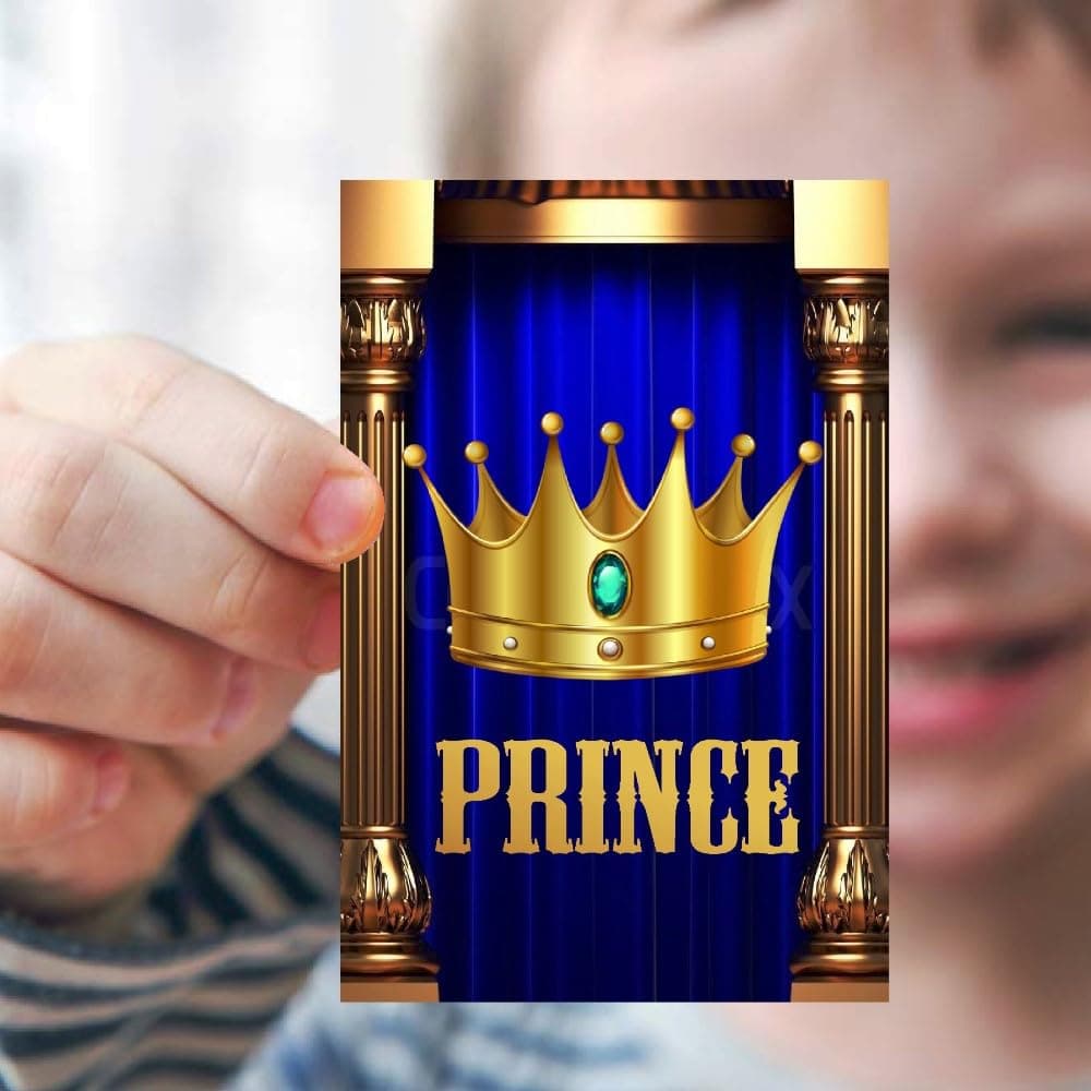 Balloonistics Prince Theme Birthday Invitation Cards Party Invites Premium Cardstock Invitations for Boys, Kids Birthday Party Supplies (Invite Cards - Pack of 10) thumbnail 2