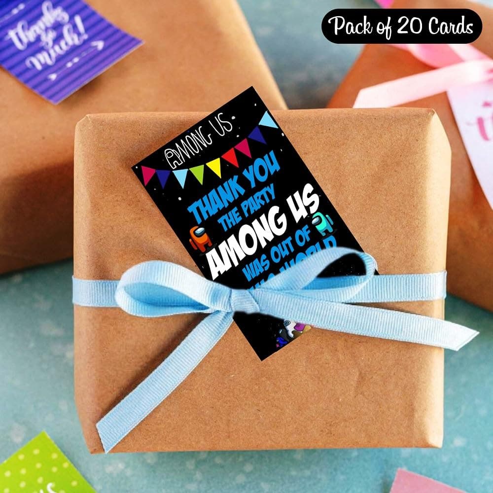 Balloonistics Among Theme Thank You Cards Premium Cardstock Return Gift Notes Birthday Party Supplies for Kids Birthday (Thank you Cards - Pack of 20) thumbnail 3