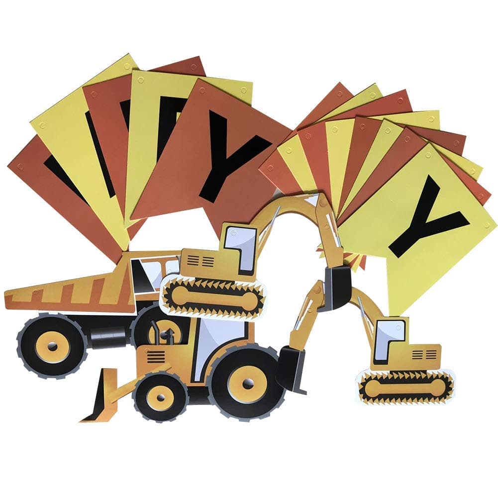 Balloonistics Construction Vehicle Happy Birthday Banner – 17-Piece Hard Paper Set with Excavator, Bulldozer & Truck for Boys Birthday Party Decoration thumbnail 6