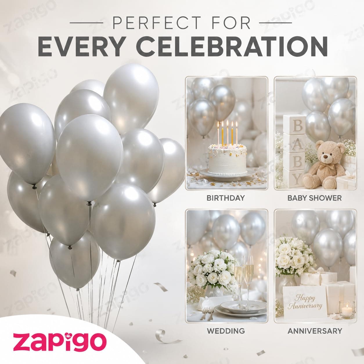 Balloonistics 50-Pack HD Metallic Silver Latex Balloons – Shiny Chrome-Like Silver Balloons for Birthday, Anniversary & Party Decorations (Silver, Pack of 50) thumbnail 5