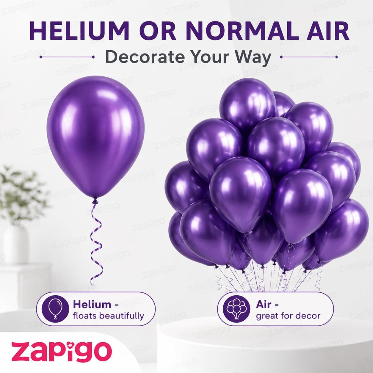 Balloonistics 25-Pack Metallic Pearl Finish Purple Latex Balloons – Shiny Regal Purple Balloons for Birthday, Halloween, Royal Theme & Elegant Party Decoration thumbnail 4