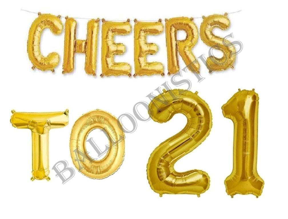 Balloonistics Cheers to Twenty One Foil Balloon Combo – “Cheers to 21” & Number 21 Foil Balloon Set for 21st Birthday & Coming of Age Party Decorations thumbnail 1