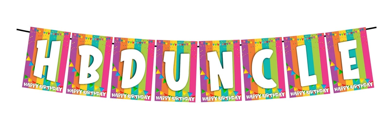 Balloonistics HBD Uncle Happy Birthday Banner - Vibrant Rainbow & Bunting Cardstock Bunting - Family Celebration & Milestone Decorations, "Happy Birthday Uncle" Backdrop thumbnail 1
