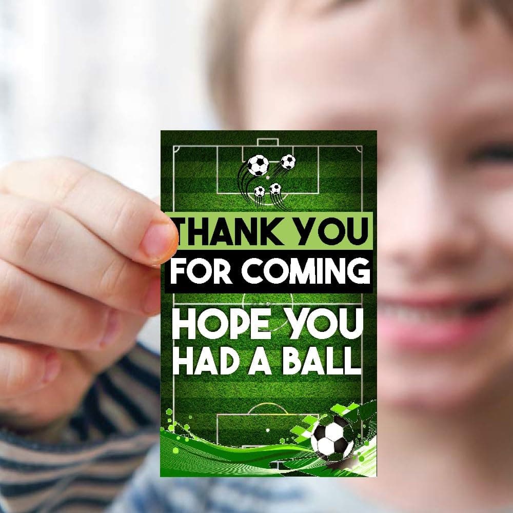Balloonistics Football Theme Thank You Cards (Pack of 20) - Soccer Stadium Birthday Note Cards for Return Gifts & Party Favors - Premium Cardstock Stationery with Writeable Back - Sports & Game Day Party Supplies (Thank you Cards - Pack of 20)