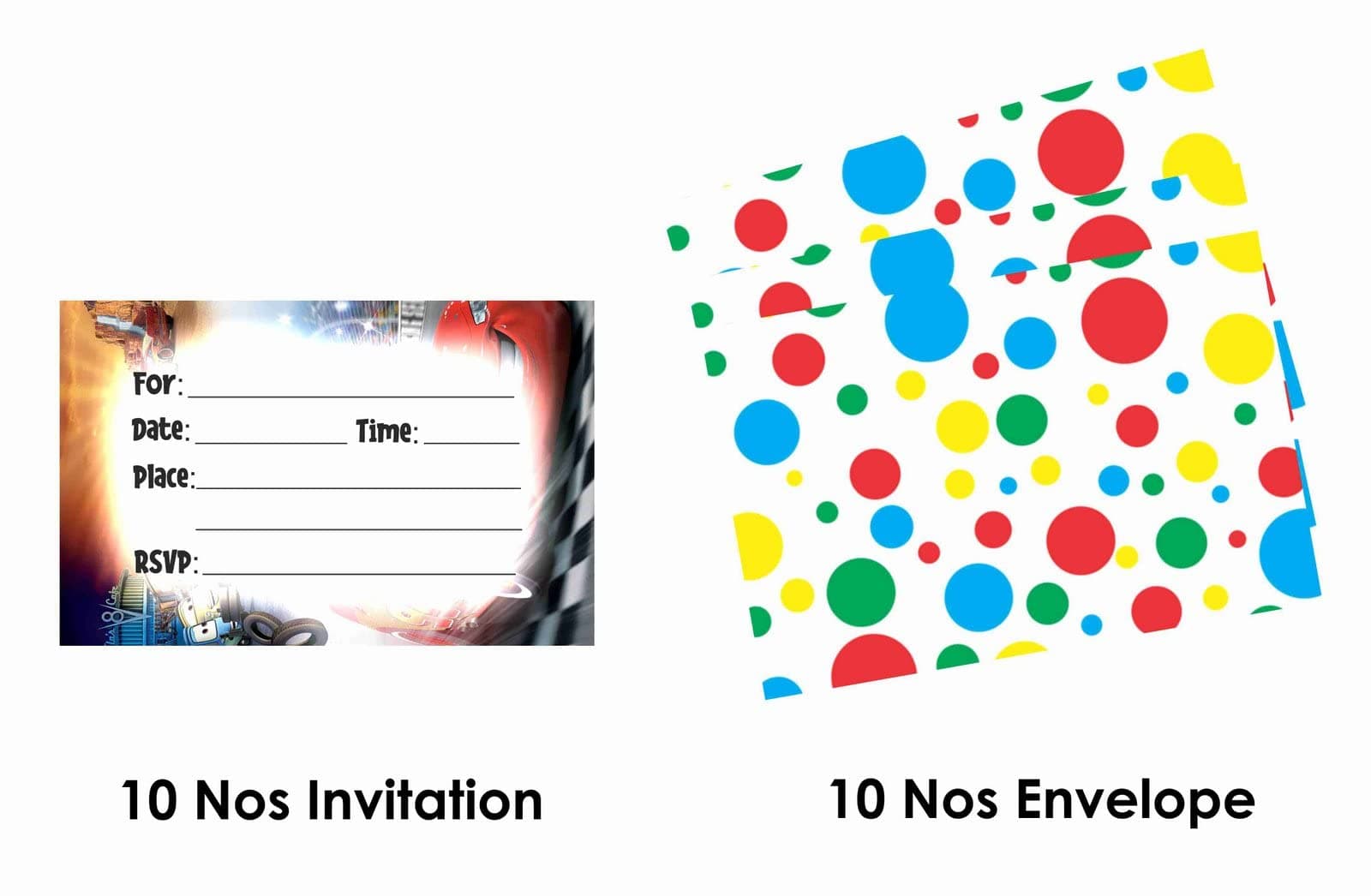 Balloonistics Car Theme Birthday Invitation Cards – Pack of 10 Cards with Envelopes for Kids' Vehicle-Themed Parties thumbnail 5