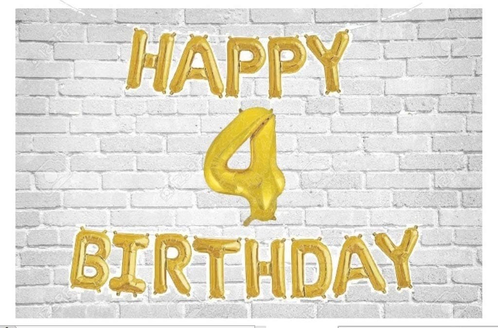 Balloonistics Happy Birthday Letter Golden Foil Balloons and Number Golden Foil Balloon for Party Decoration (Number 4) thumbnail 1