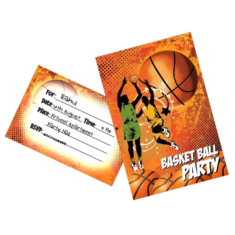 Balloonistics Basketball Theme Birthday Party Invitations Double-Sided Cardstock Invites Sports Theme Party Supplies for Kids (Invite Cards - Pack of 10) thumbnail 1