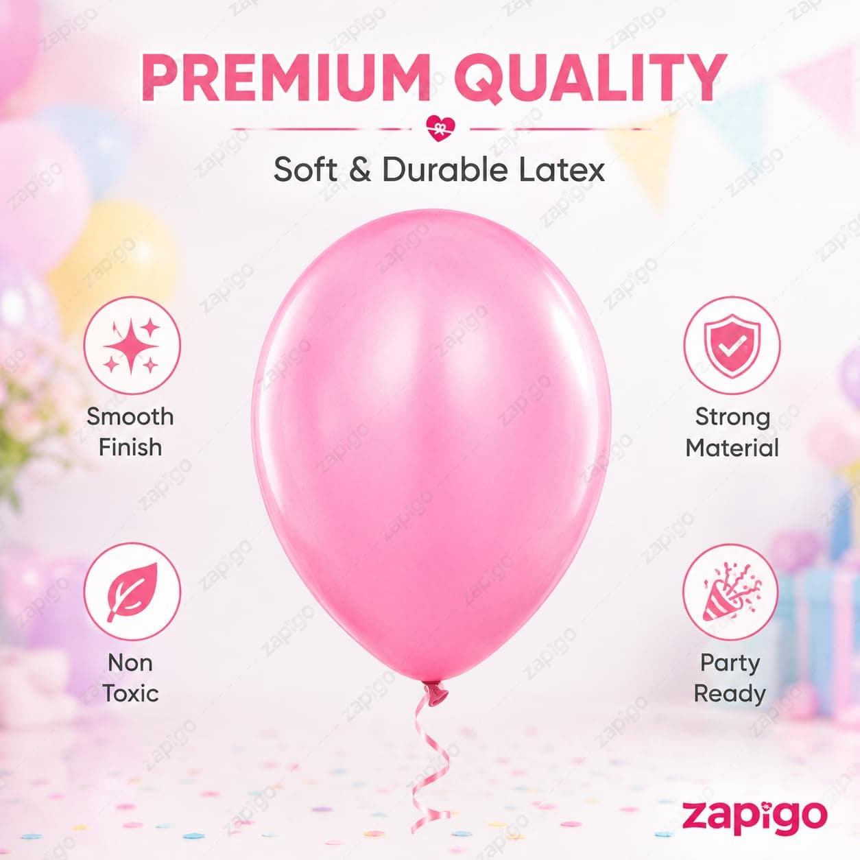 Balloonistics 50-Pack Pastel Pink Latex Balloons – Soft Glossy Finish Balloons for Girls Birthday, Baby Shower, Bridal Shower & Pink Party Decoration thumbnail 2
