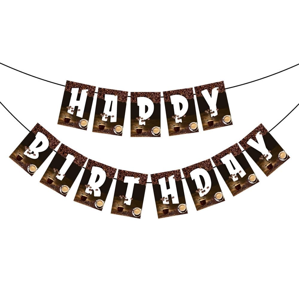 Balloonistics Coffee Theme Happy Birthday Banner - Espresso & Latte Cardstock Bunting for Caffeine Lovers - Coffee House & Barista Theme Party Decorations, Brew-tiful Birthday Backdrop thumbnail 2