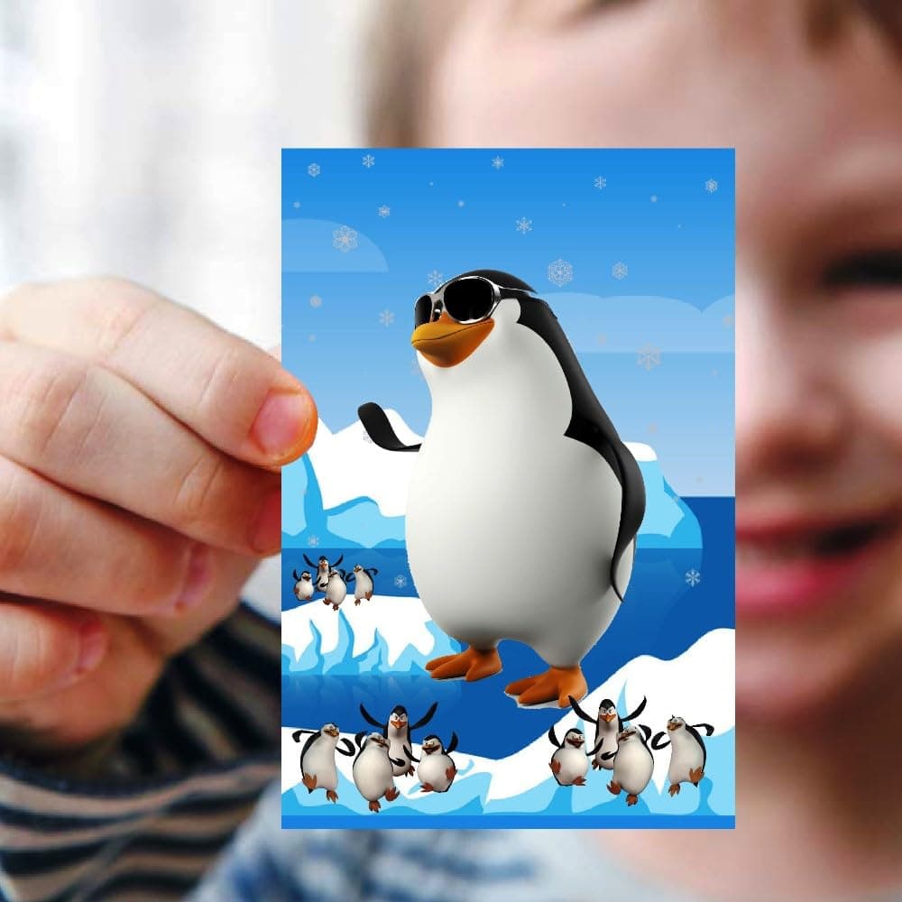Balloonistics Penguin Happy Birthday Invitations - Pack of 10 Premium Cardstock Invite Cards - Cute Winter Theme 1st Birthday Party Supplies, "Thanks for Sliding By" Arctic Party Invites. (Invite Cards - Pack of 10) thumbnail 2