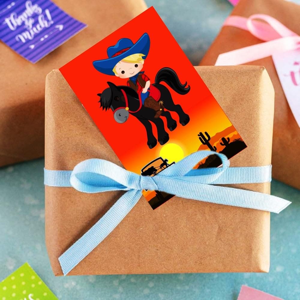Balloonistics Cowboy Theme Happy Birthday Invitations - Pack of 10 Wild West Party Invites with Envelopes - Premium Cardstock Double-Sided "Wanted" Poster Style Stationery, Rustic Sheriff Badge & Boot Birthday Invites (Invite Cards - Pack of 10) thumbnail 3
