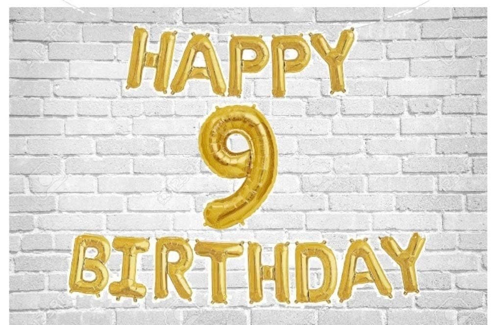 Balloonistics Happy Birthday Letter Golden Foil Balloons and Number Golden Foil Balloon for Party Decoration (Number 9) thumbnail 1